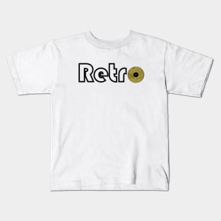 Black Retro Text Gold Vinyl Record Kids T-Shirt